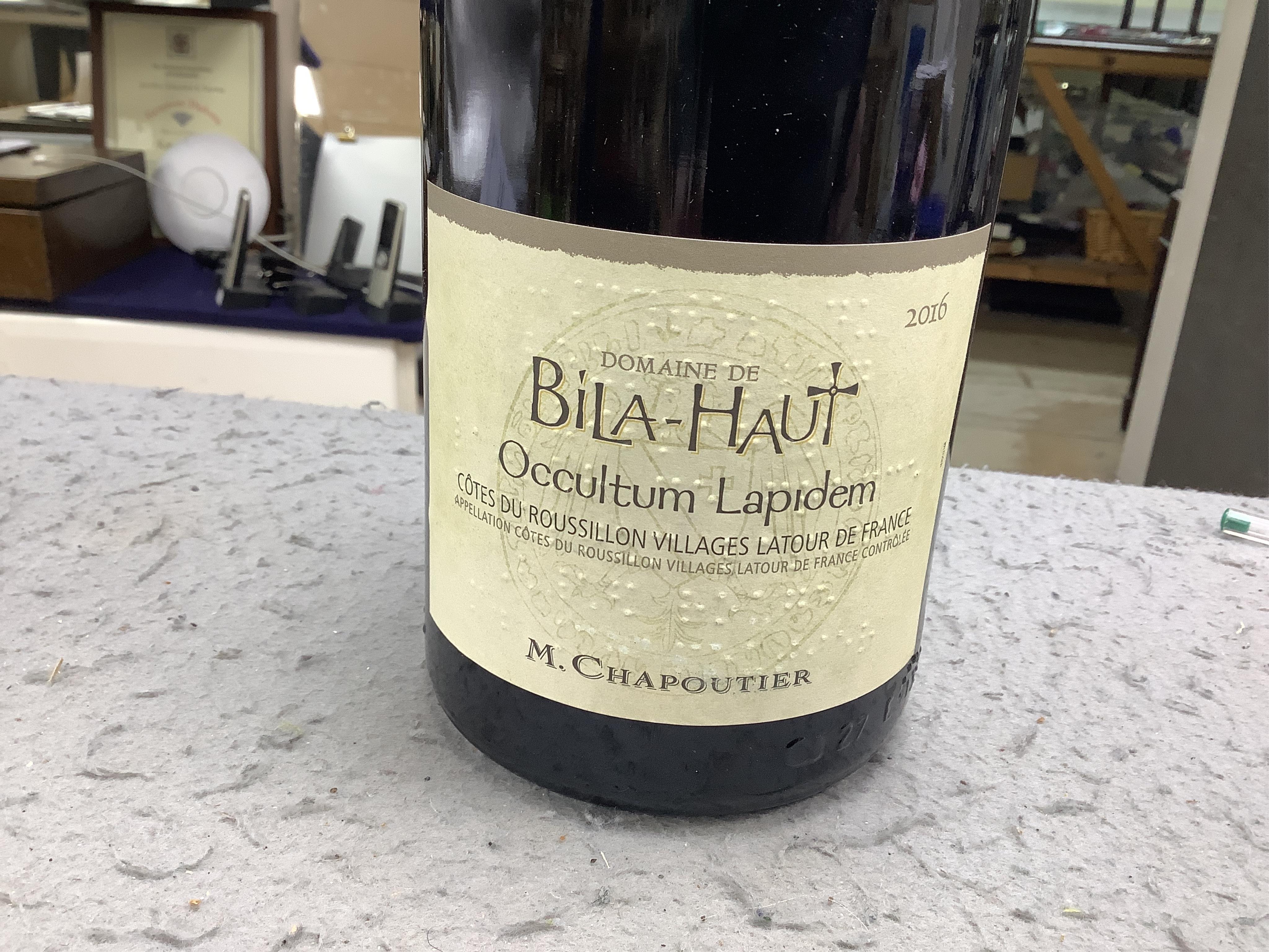 Five magnum bottles of Domaine de Bila-Haut Occultum Lapidem, 2016.